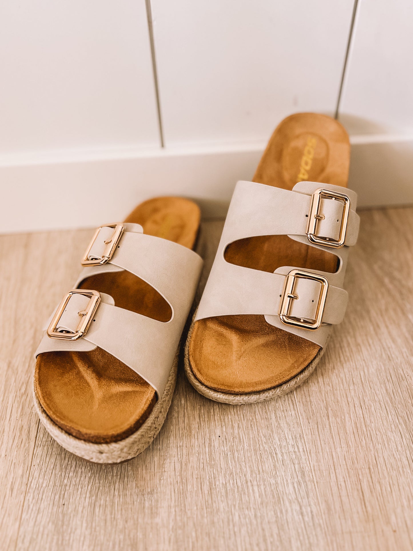 Always Chic Double Strap Sandal (Beige)