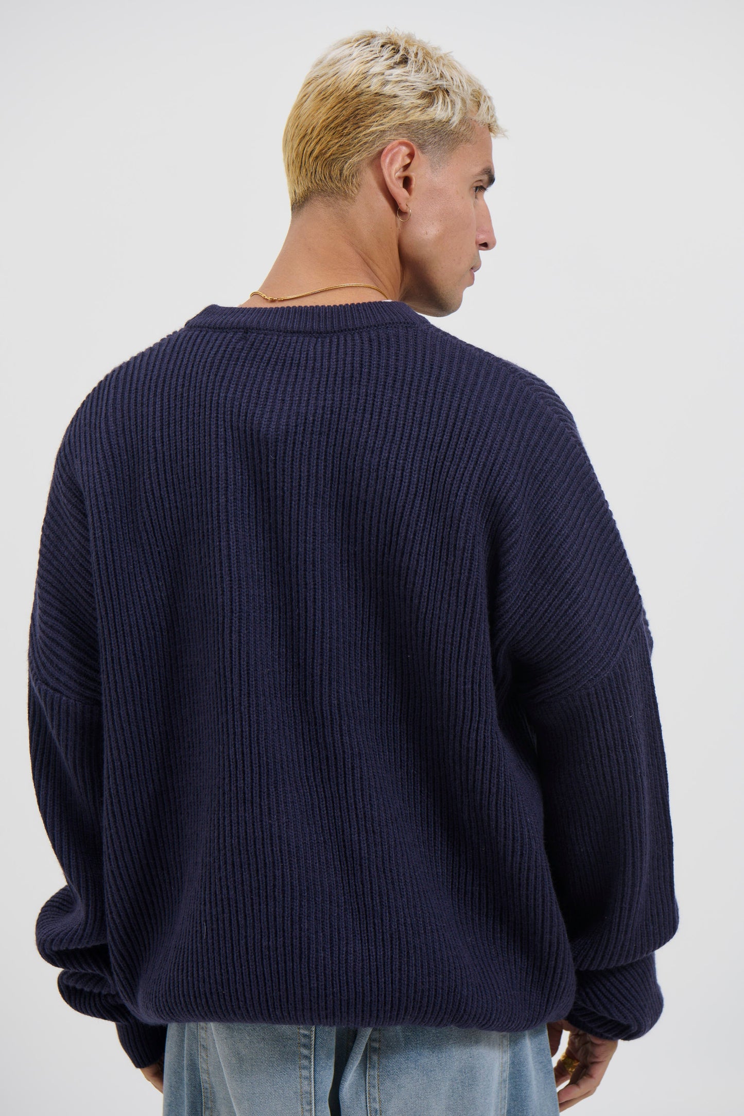 Drop Sleeve Heavy Knit Navy