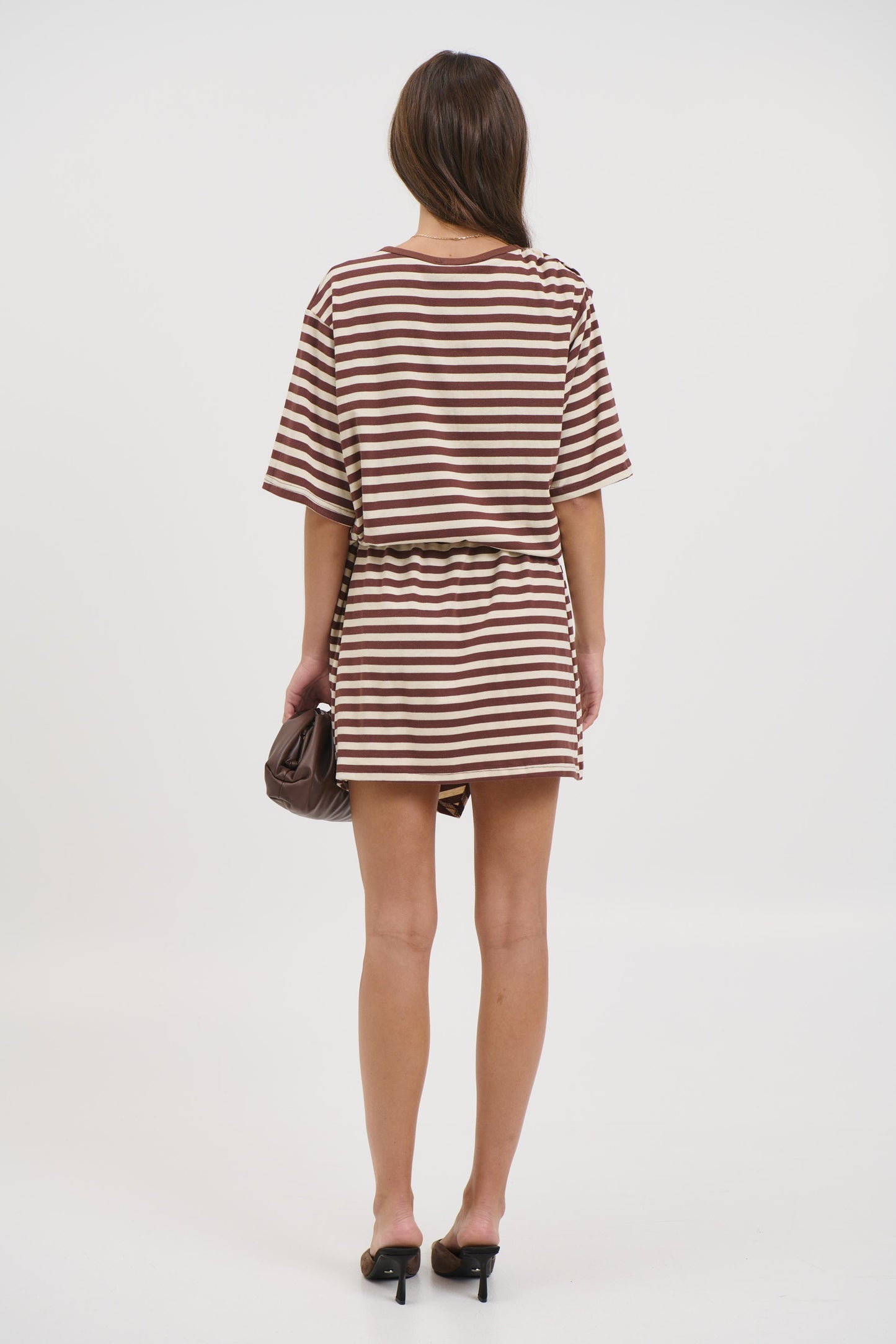 Anastasia Tee Dress Chocolate Stripe - FINAL SALE