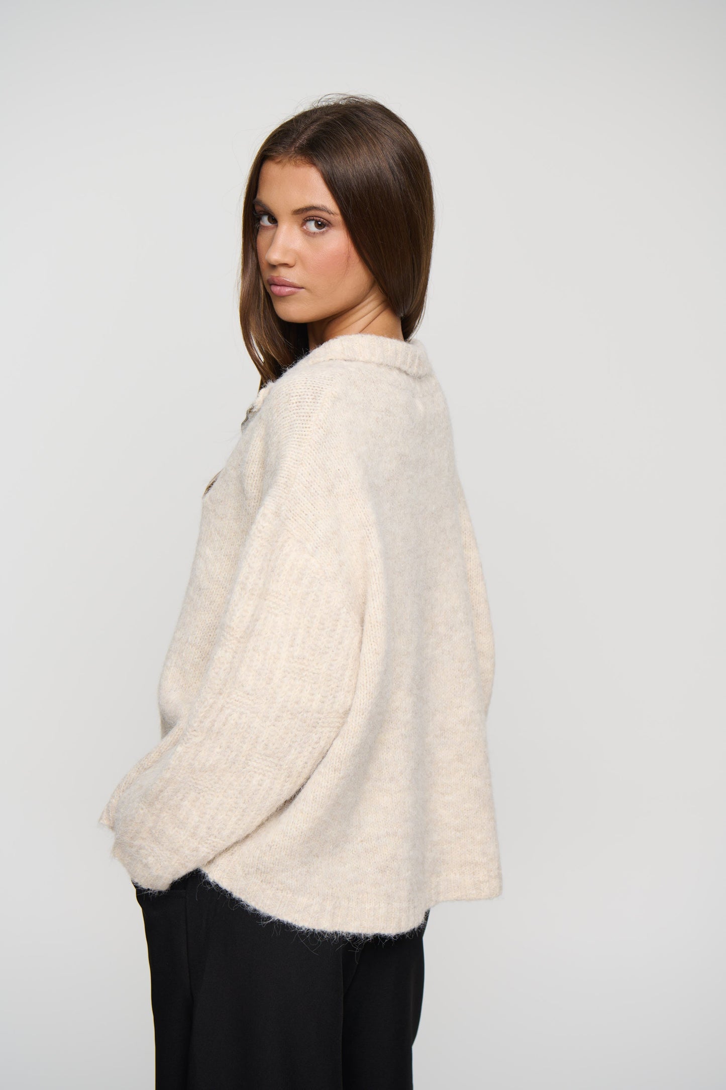 Edie Zip Up Knit Oat