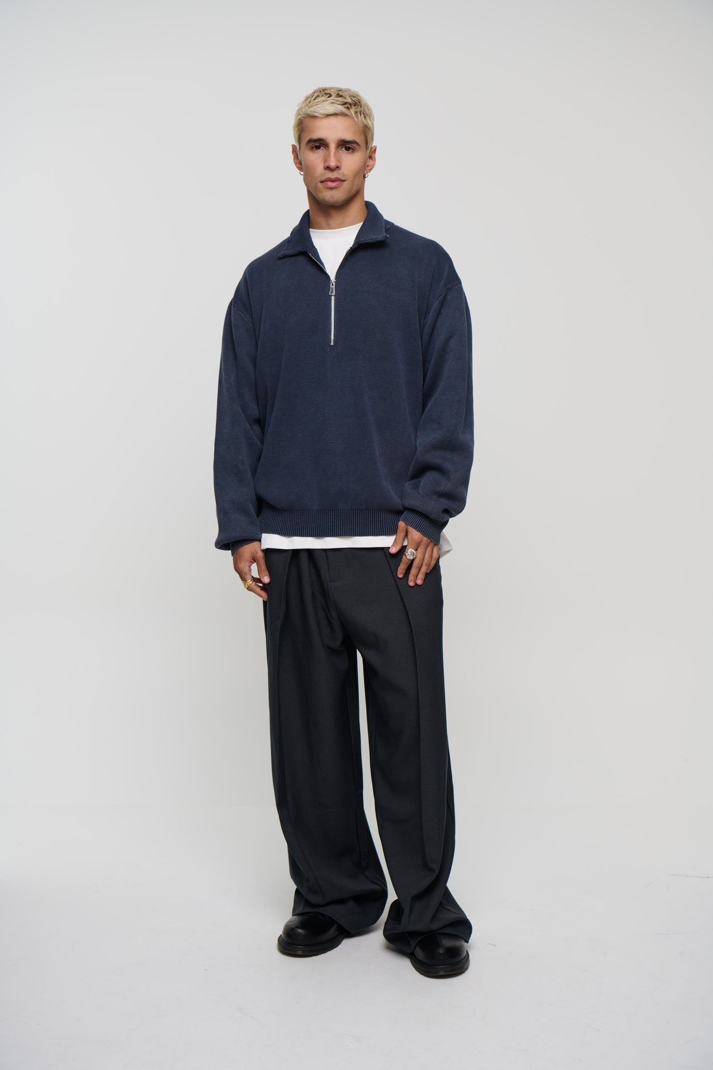 Calin Zip Up Knit Navy