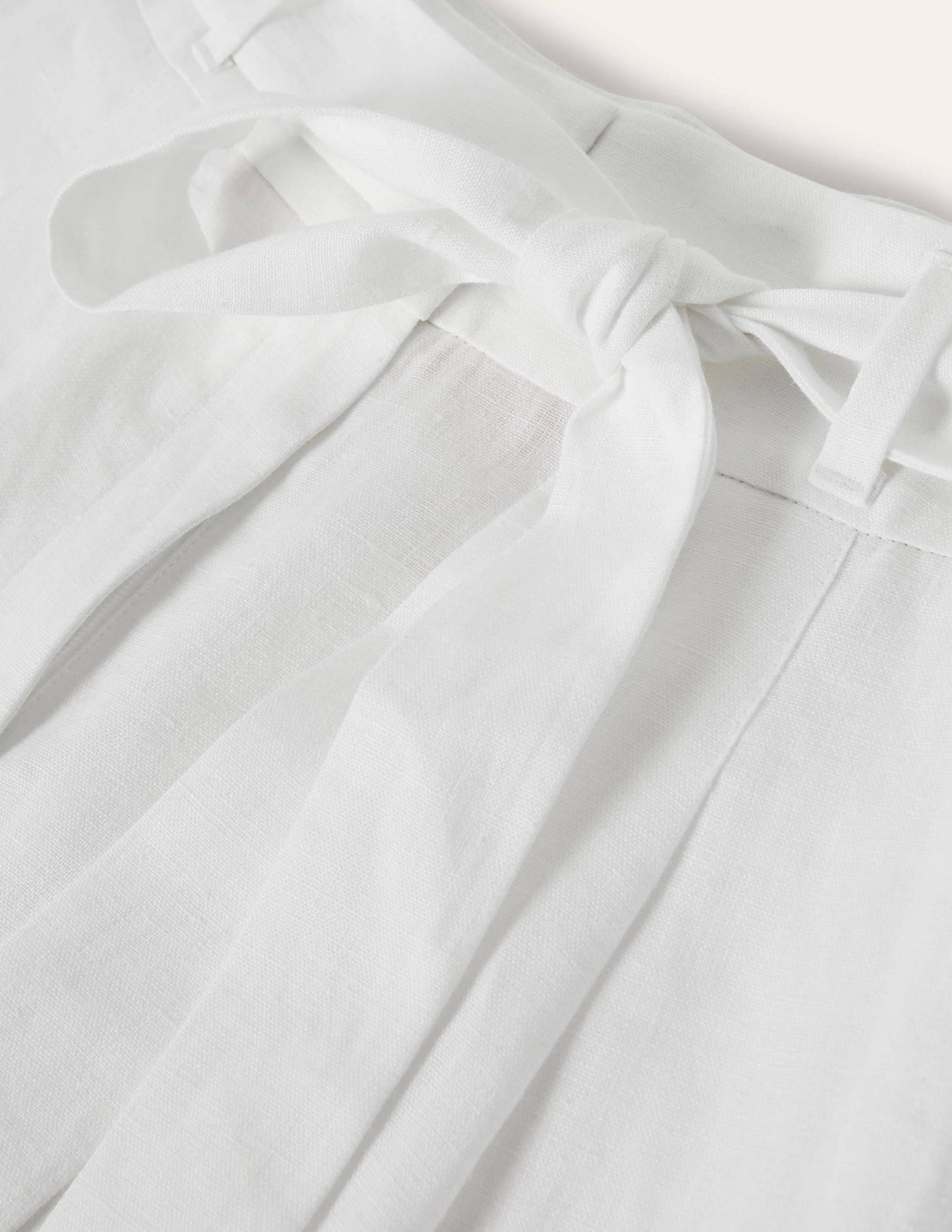 Alma Tie Waist Linen Shorts-White