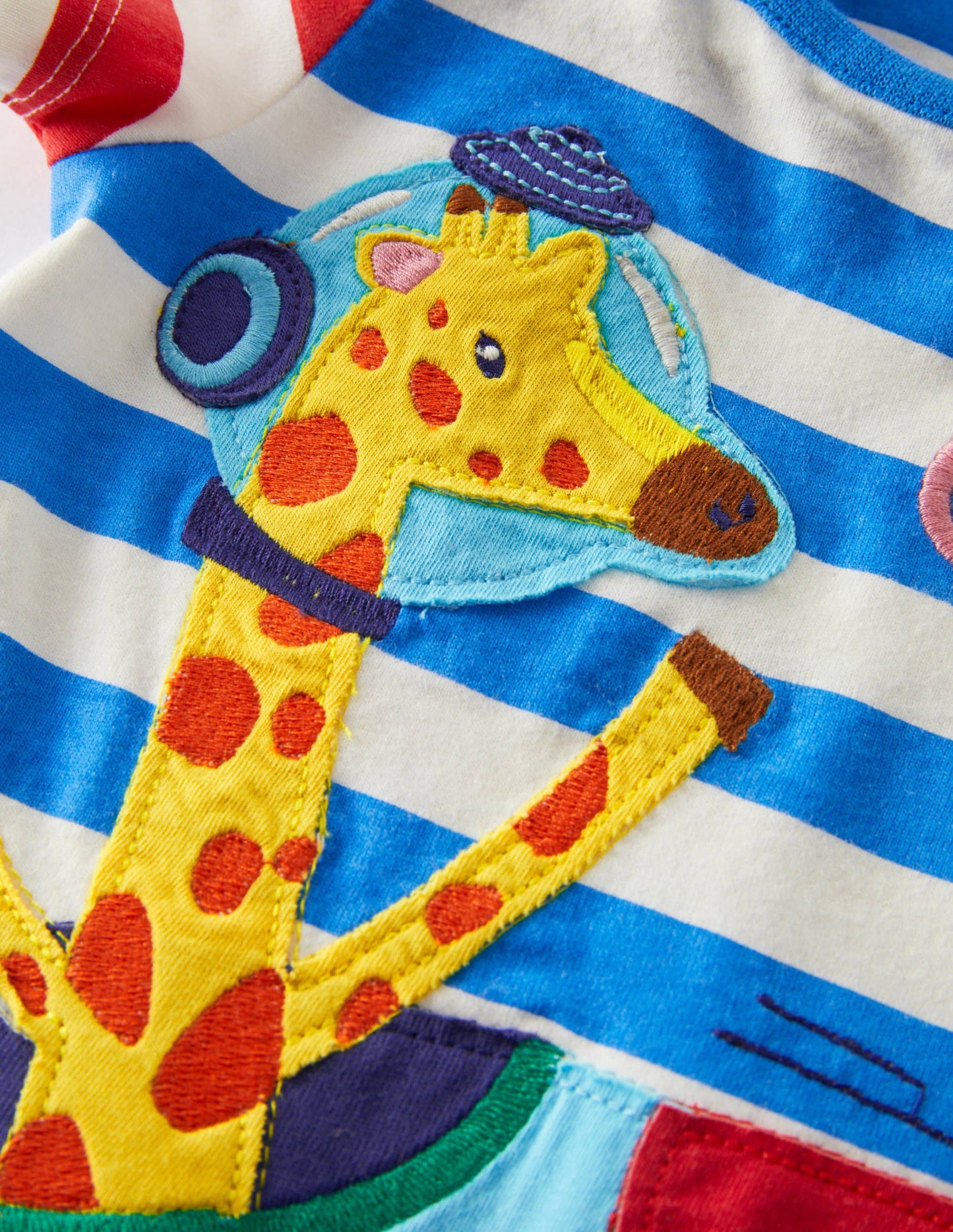 Appliqué Romper-Marina/Ivory Stripe Space
