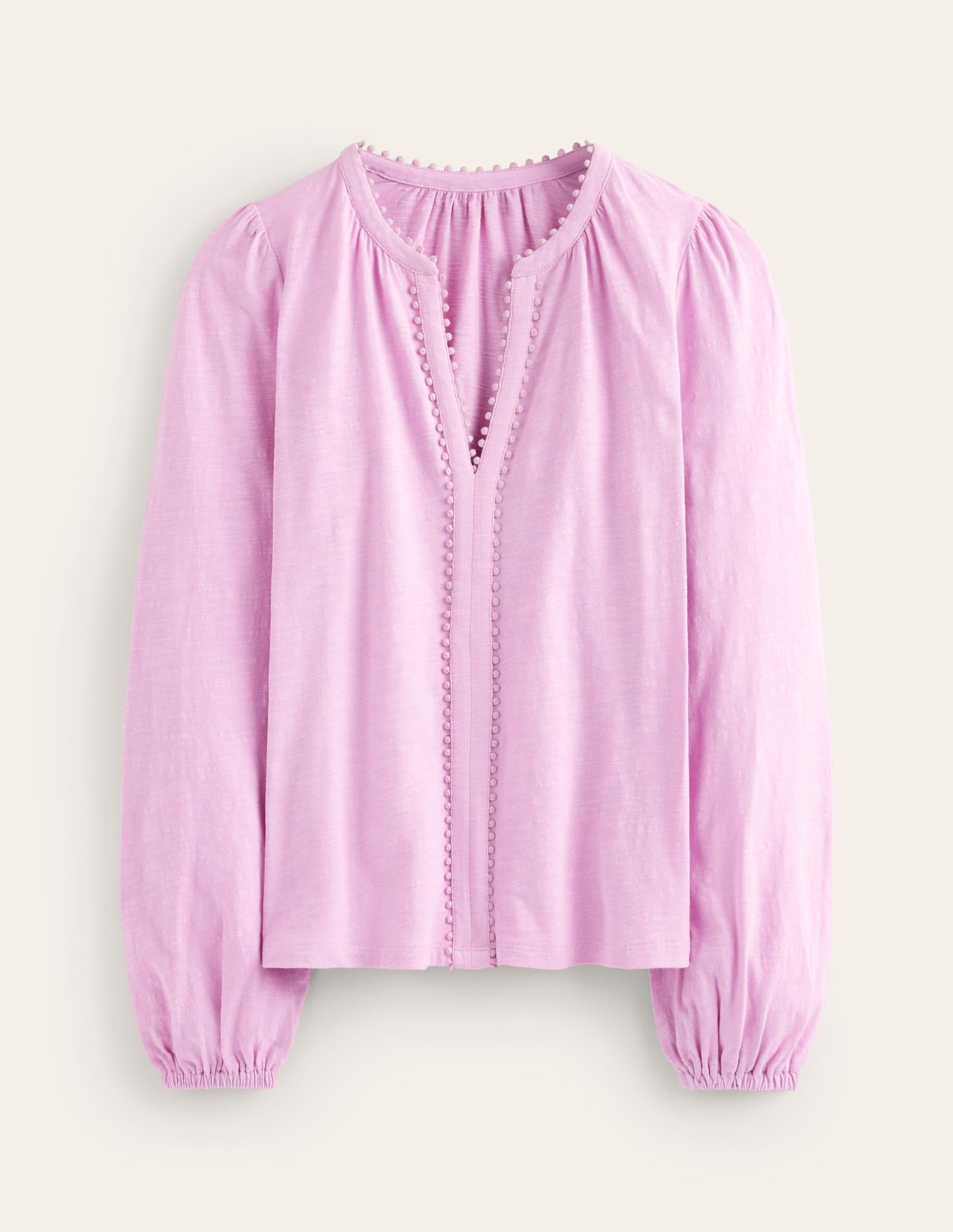Ali Long Sleeve Pom Top-Soft Lavendar