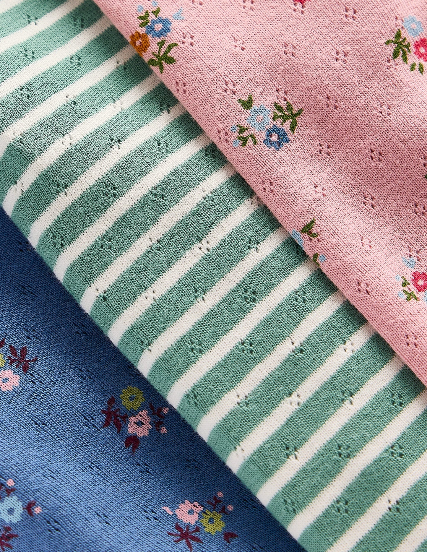 3-pack Pointelle Leggings-Pink/Blue Ditsy Floral