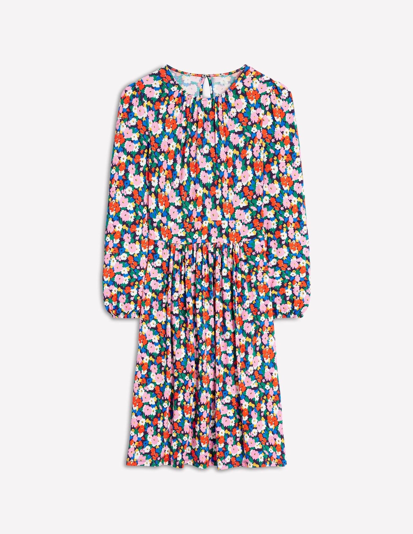 Alexandra Blouson Jersey Dress-Multi, Painterly Meadow