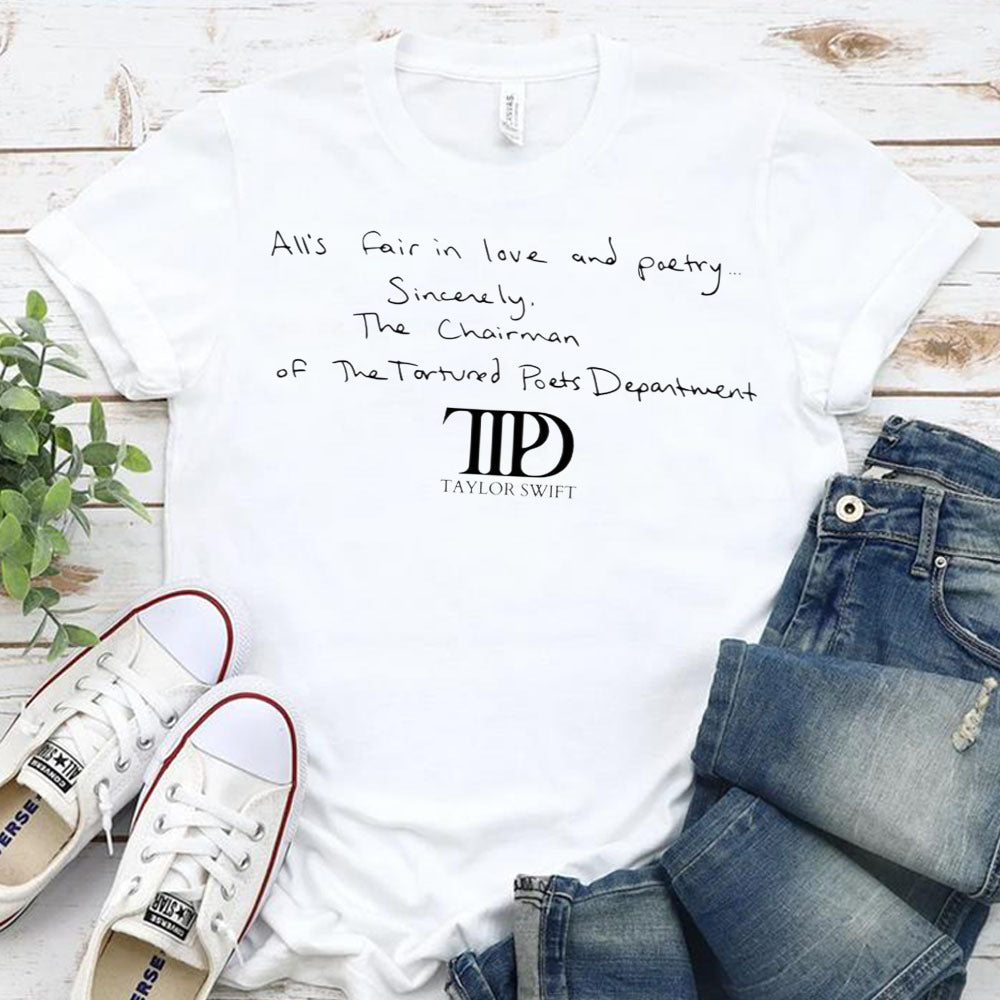 All’s Fair in Love and Poetry T-shirts The Tortured Poets