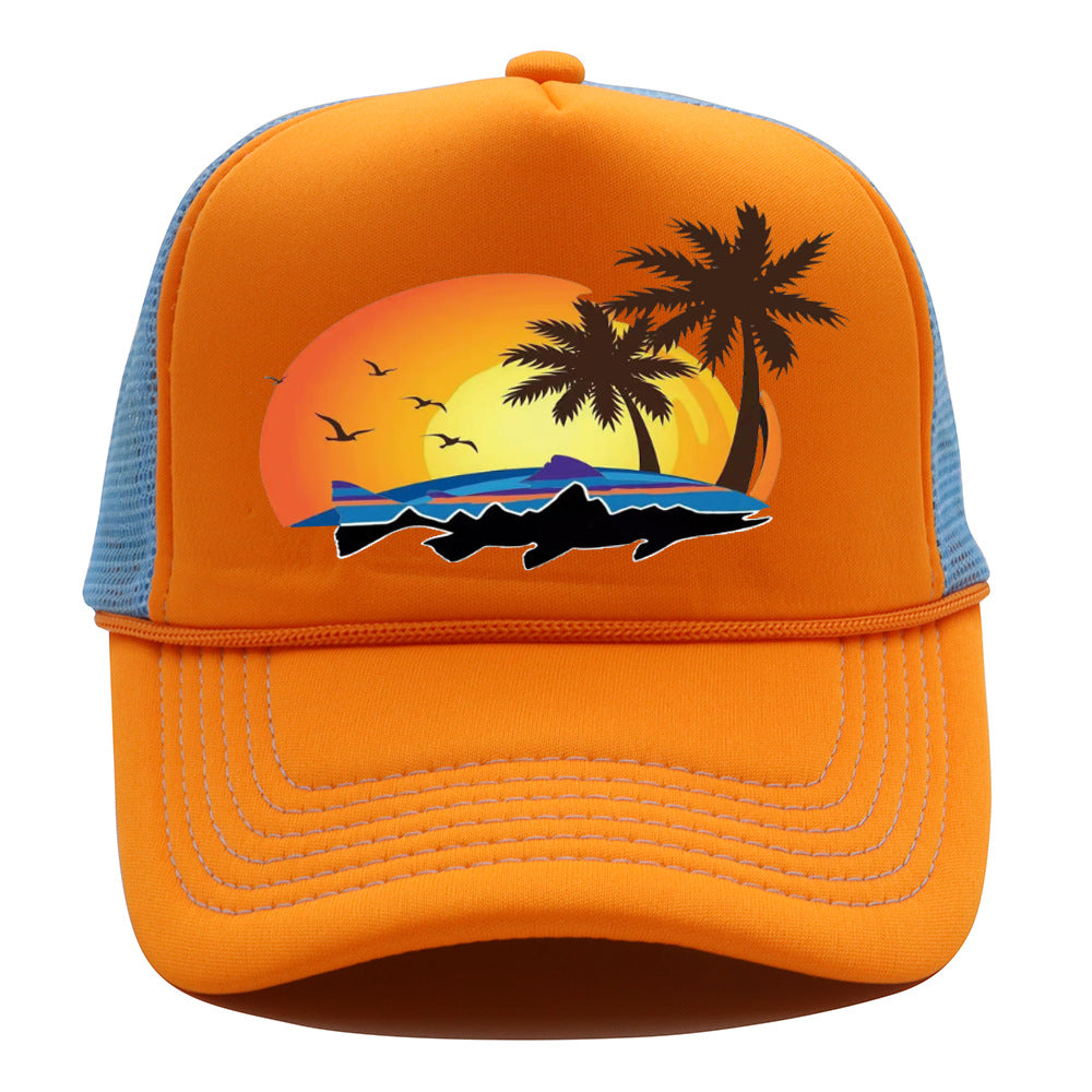 Bass Pro Shops Hat Summer Outdoor Surfing Shade Baseball Cap Sunscreen Printed Fishing Net Cap