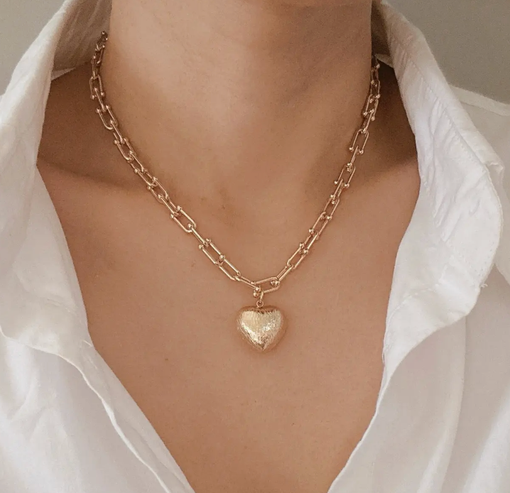Brushed Heart Pendant Necklace
