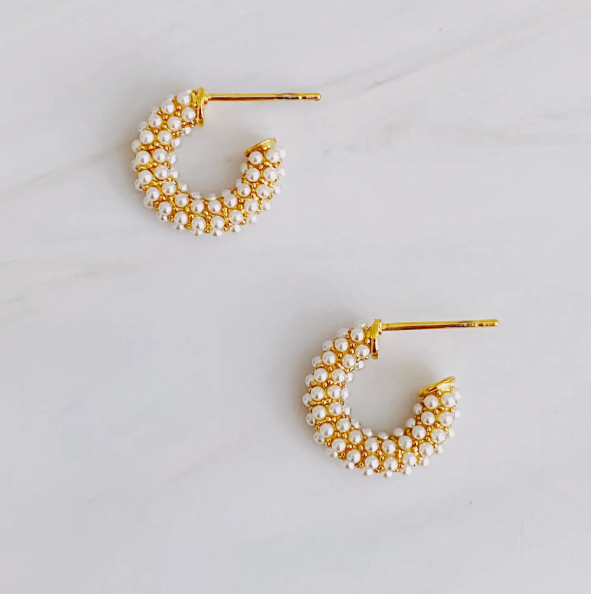 Mini Pearl Hoop Earrings