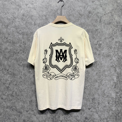 Amiri t shirts flower shield printing short sleeve