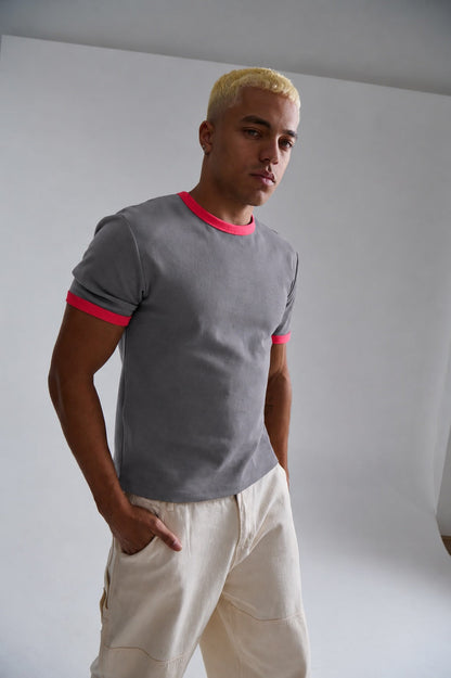 Charlie Ringer Tee Dark Grey