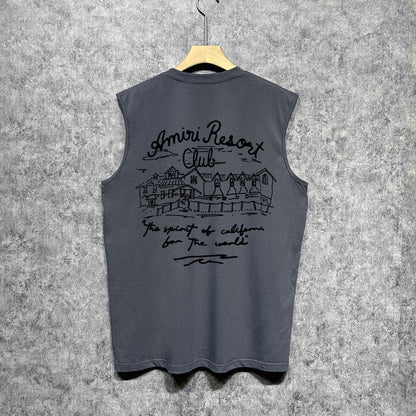 Amiri tank top sketch country printing