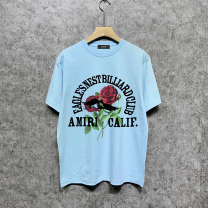 Amiri t shirts rose printing short sleeve