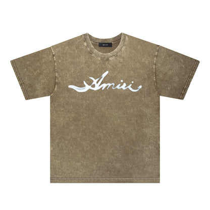 Amiri Washed Distressed T Shirt Printed Trendy Pure Cotton