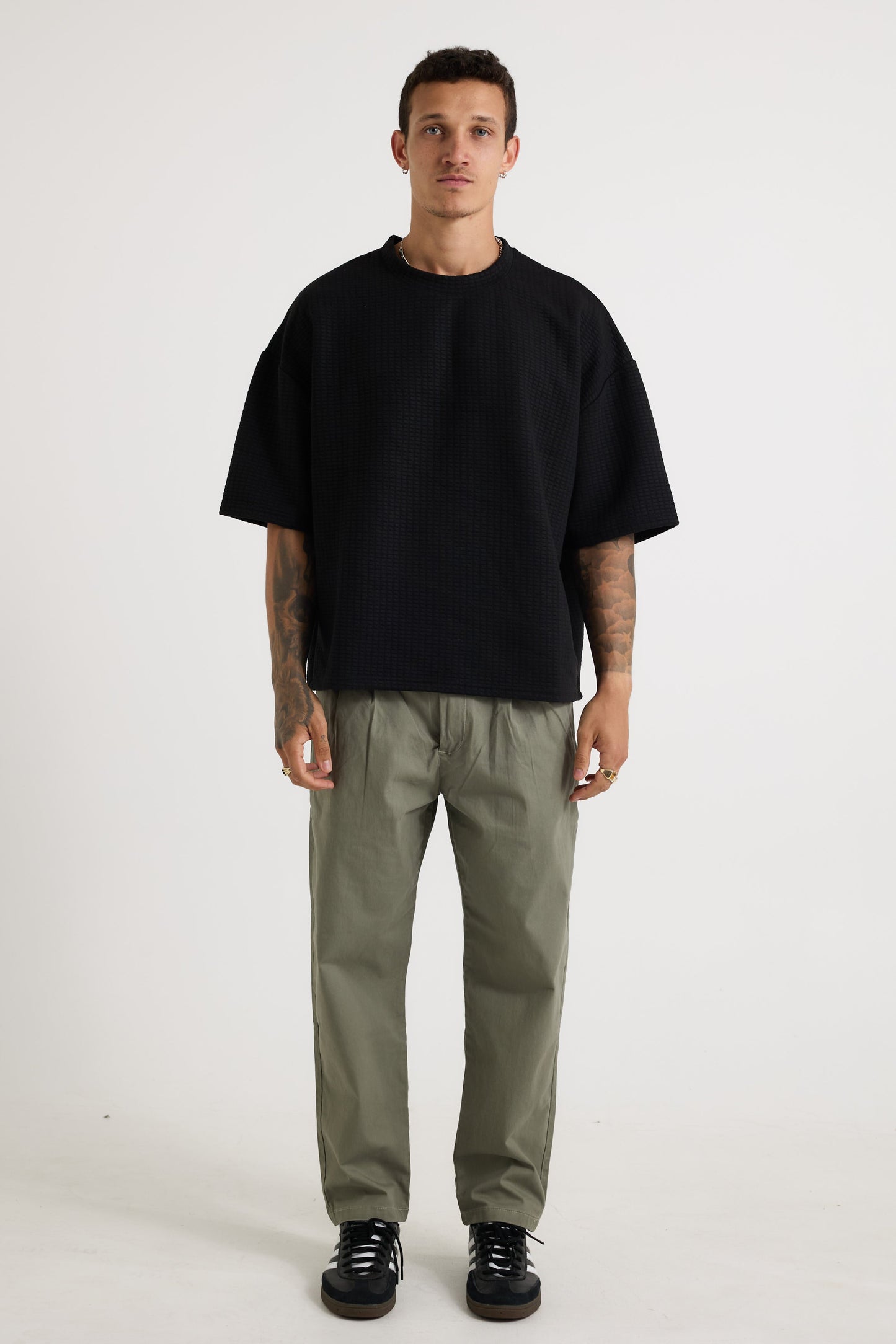 Colin Waffle Texture Tee Black - FINAL SALE