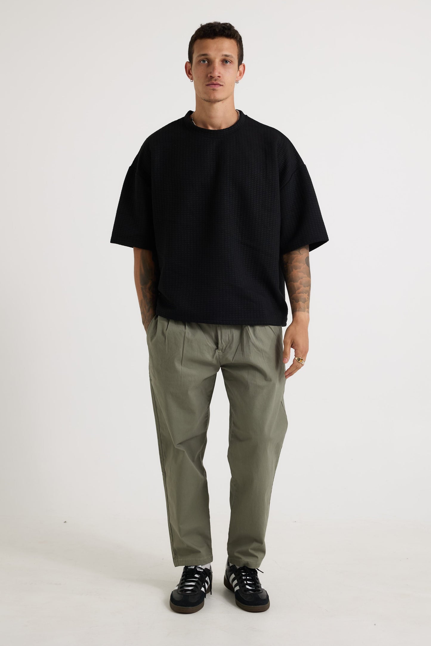 Colin Waffle Texture Tee Black - FINAL SALE
