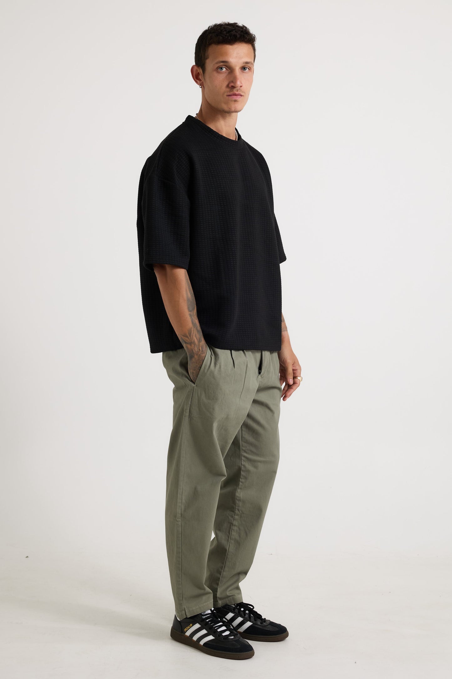 Colin Waffle Texture Tee Black - FINAL SALE