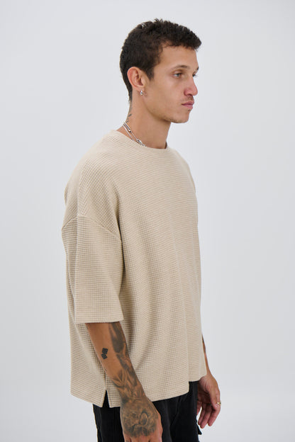 Lionel Waffle Tee Tan - FINAL SALE