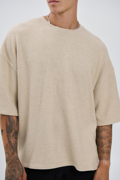 Lionel Waffle Tee Tan - FINAL SALE