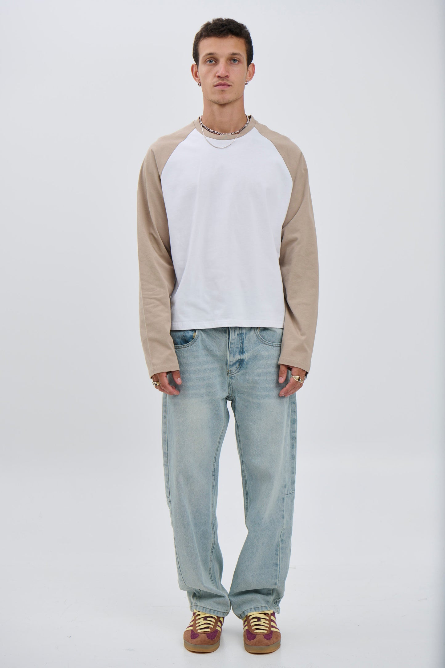 Crop Box Raglan Long Sleeve Light Khaki - FINAL SALE