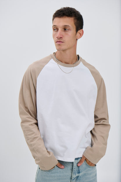 Crop Box Raglan Long Sleeve Light Khaki - FINAL SALE