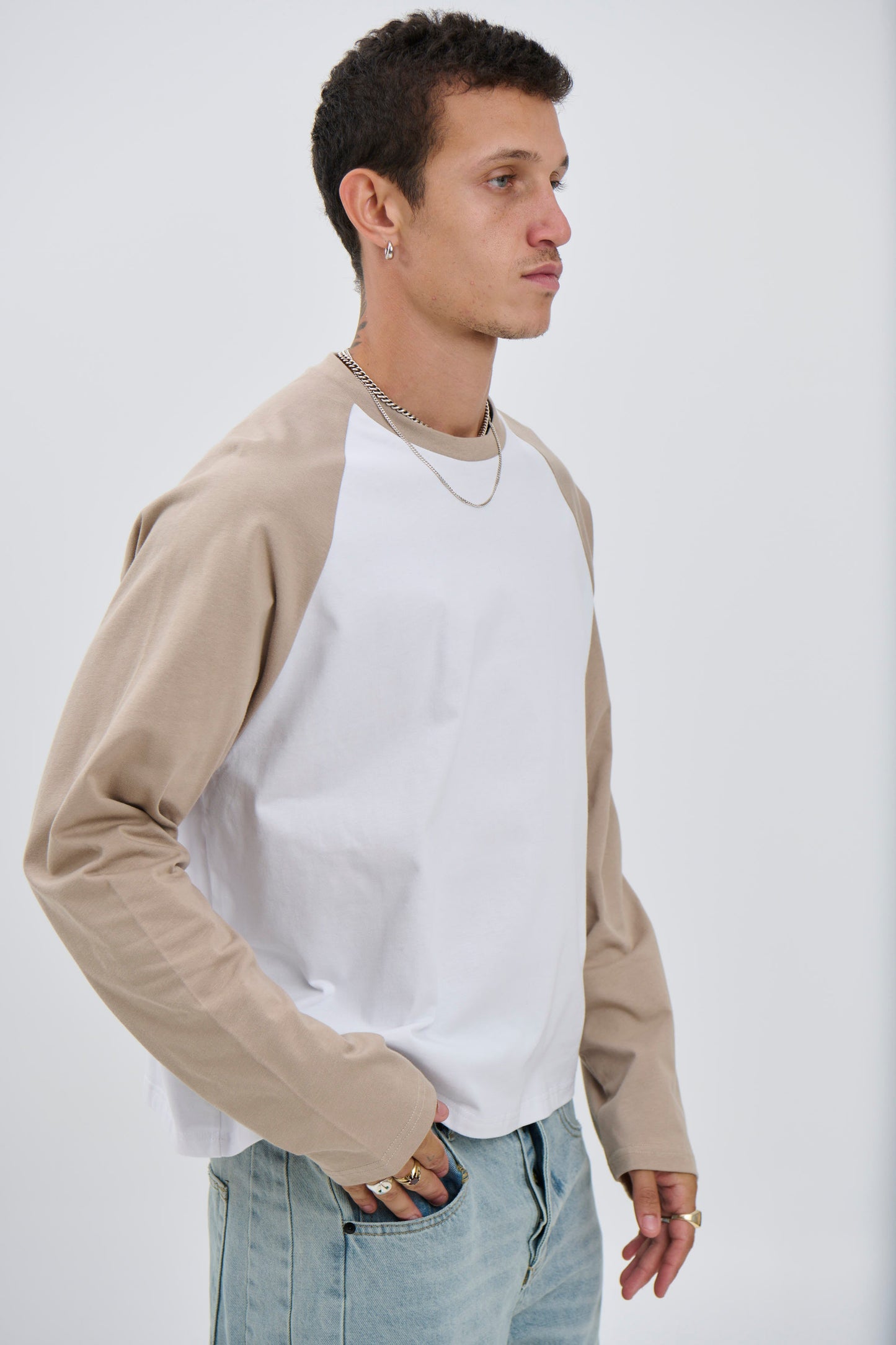 Crop Box Raglan Long Sleeve Light Khaki - FINAL SALE