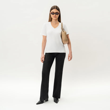 Fitted V-neck Pima T-shirt