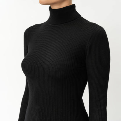 Merino Wool Ribbed Turtleneck