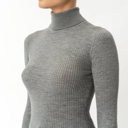 Merino Wool Ribbed Turtleneck