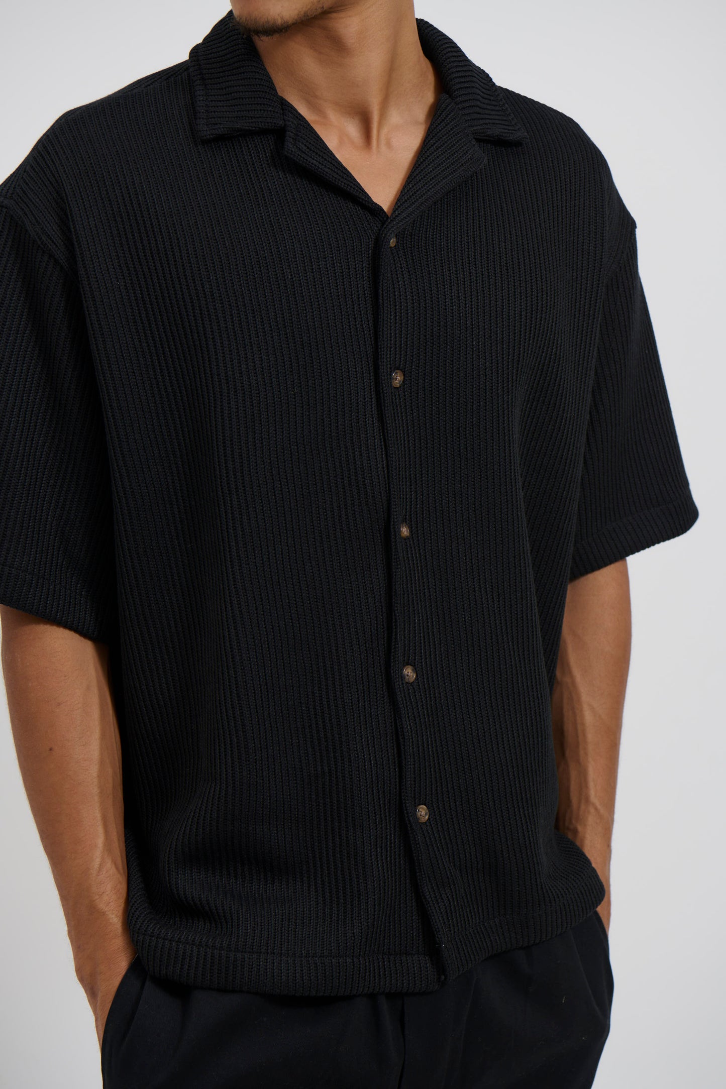 Chad Knitted Shirt Black - FINAL SALE