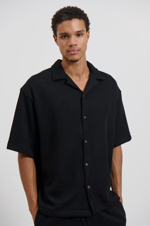 Chad Knitted Shirt Black - FINAL SALE