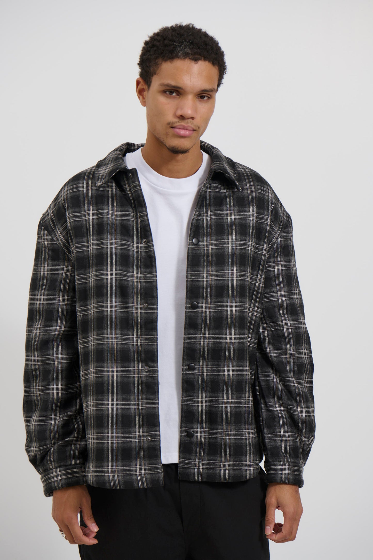 Check Trucker Jacket Black - FINAL SALE