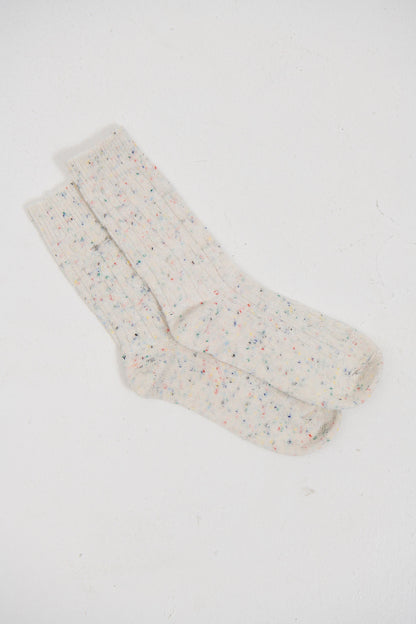 Cable Knit Crew Socks White