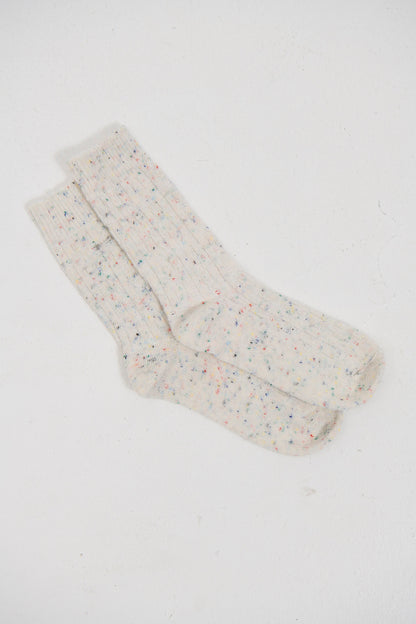 Cable Knit Crew Socks White