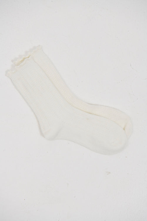 Frill Wool Sock White