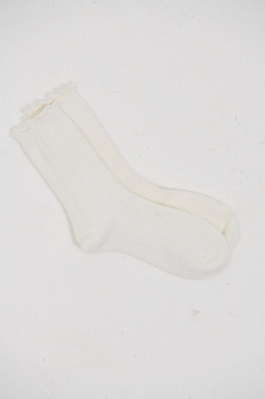 Frill Wool Sock White