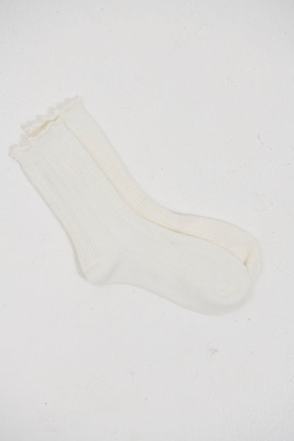 Frill Wool Sock White
