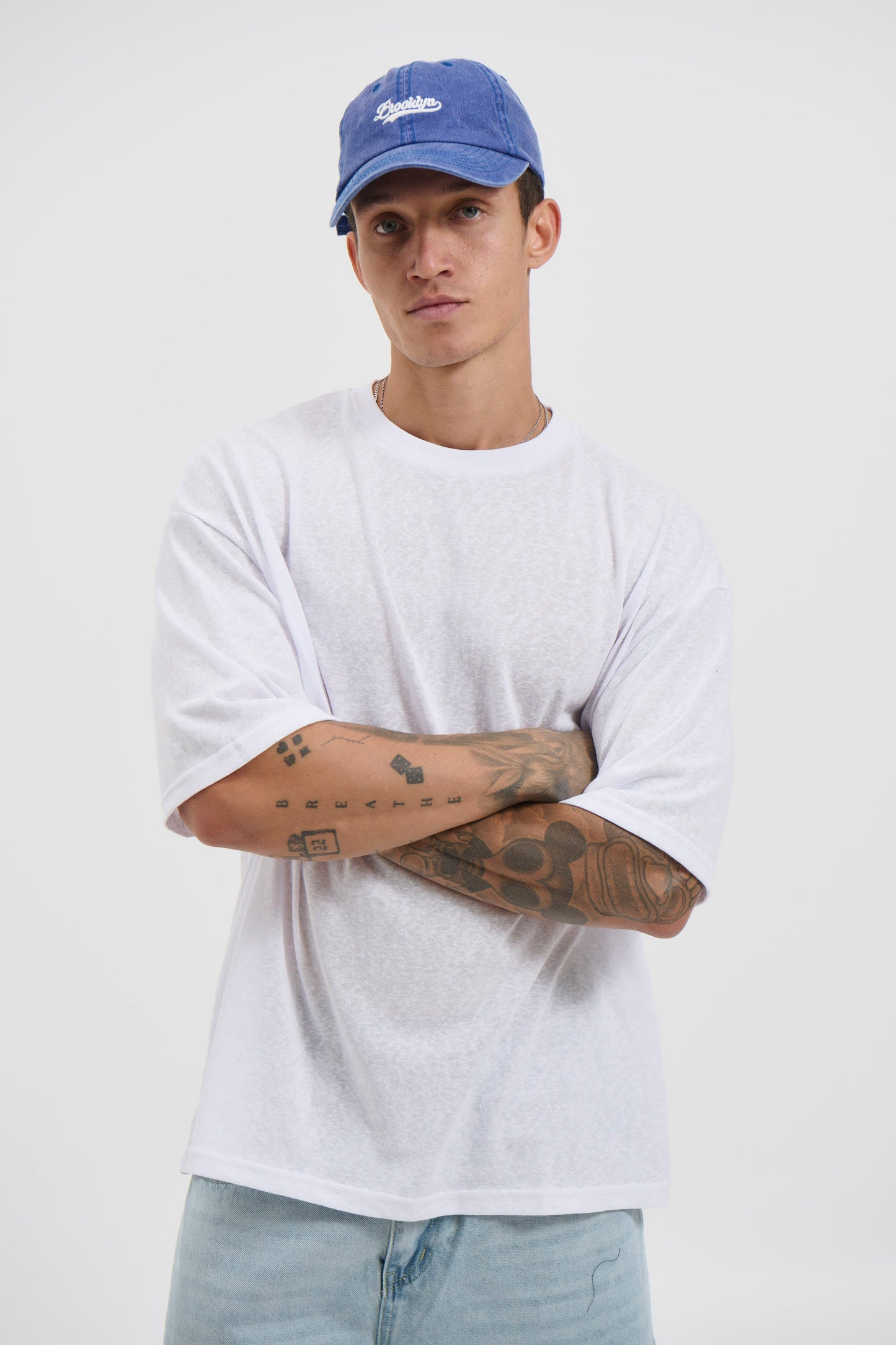 Lightweight Linen Look Tee White - FINAL SALE