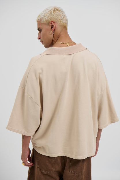 Jersey Crop Polo Sand