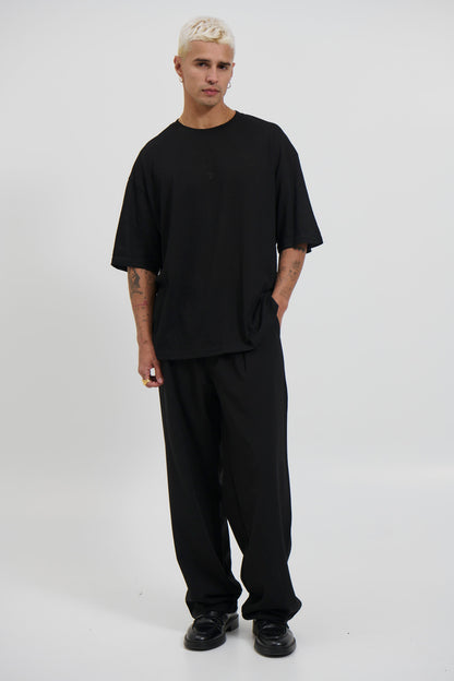 Lightweight Linen Look Tee Black - FINAL SALE