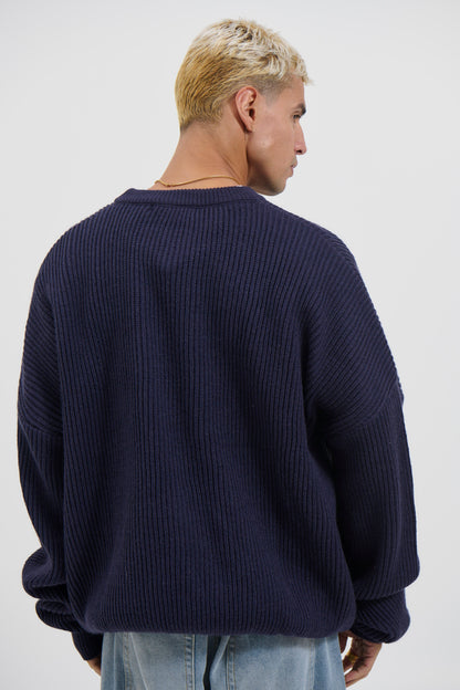 Drop Sleeve Heavy Knit Navy