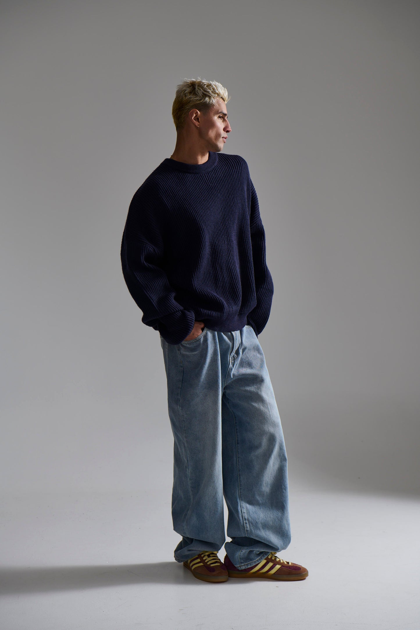 Drop Sleeve Heavy Knit Navy