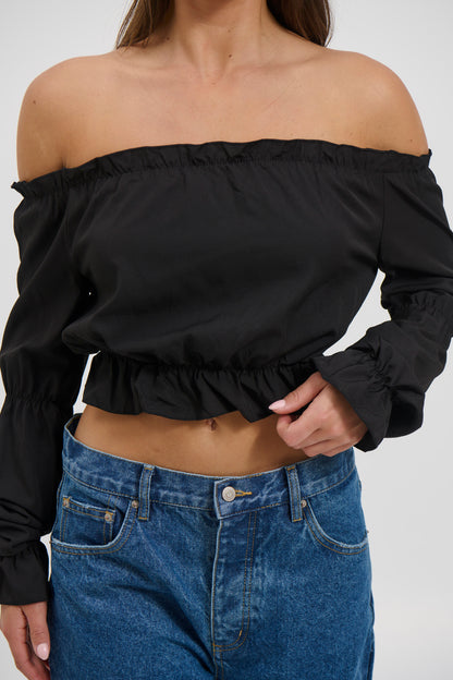 Antonia Off The Shoulder Top Black - FINAL SALE