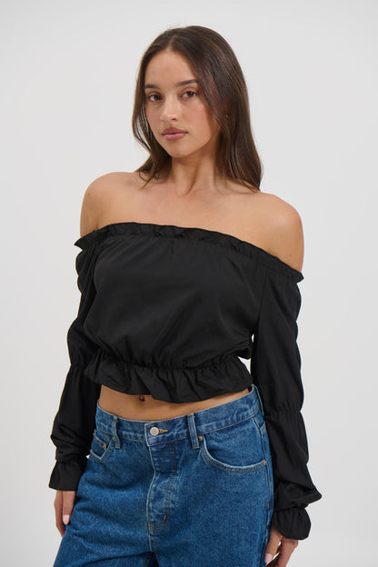 Antonia Off The Shoulder Top Black - FINAL SALE