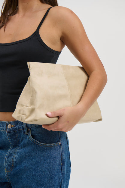 Becca Suede Clutch Beige