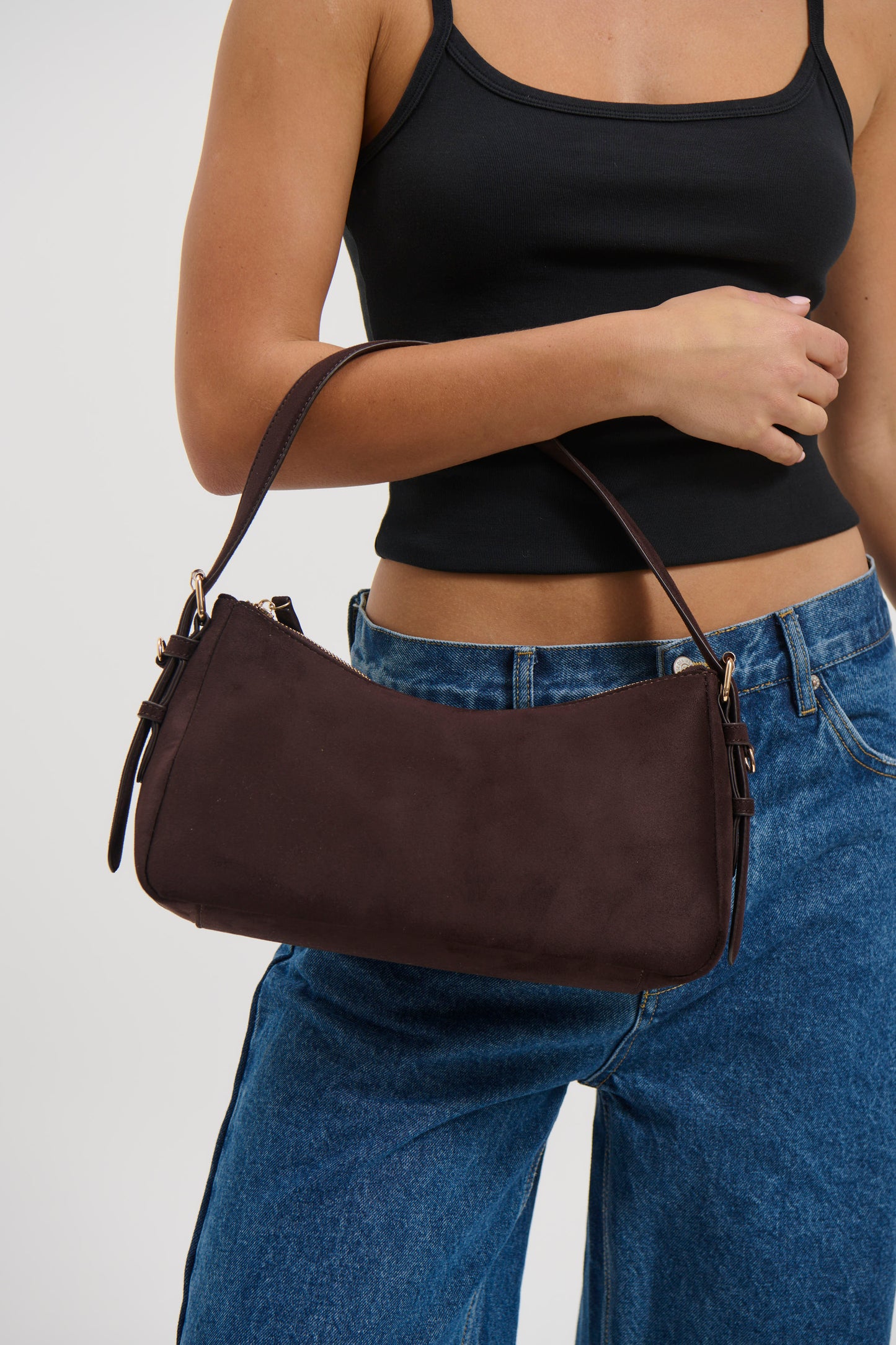 Allegra Shoulder Bag Chocolate Suede