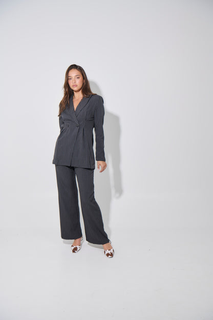 Kassandra Pinstripe Set Grey - FINAL SALE
