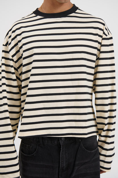 Cropped Long Sleeve Black Stripe