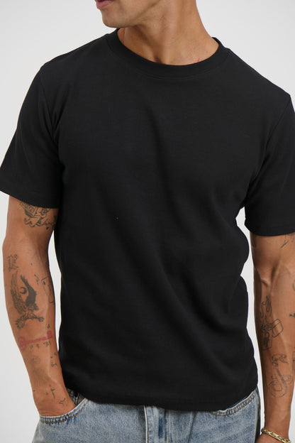 Fitted Ribbed Tee Black